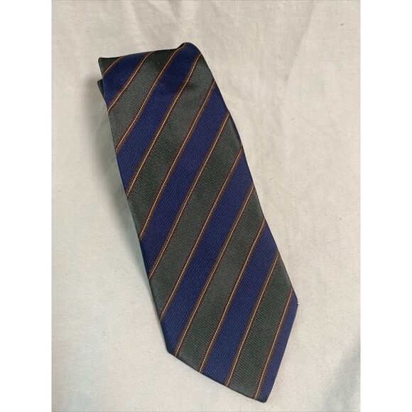Vintage Fumagallis men Tie 100% Pure Silk  Made in Spain Stripe Blue - Picture 1 of 6